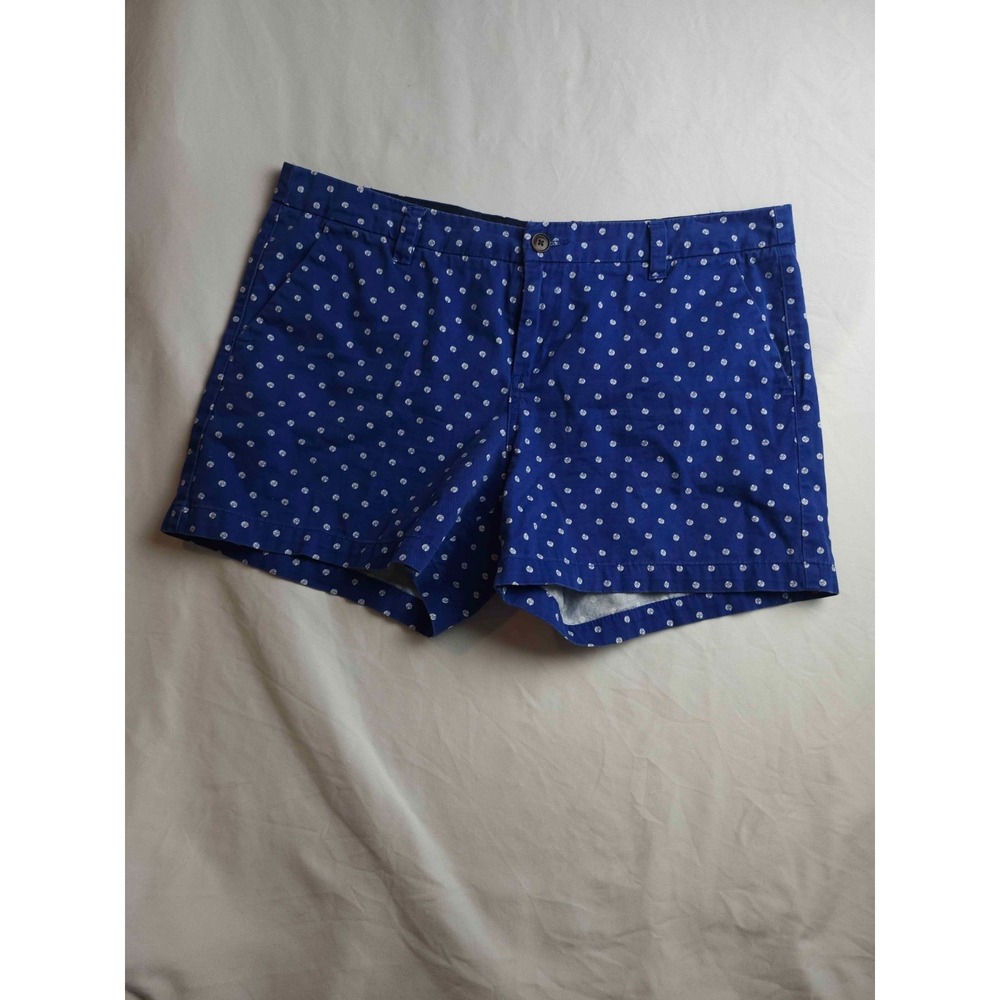 Merona Chino Shorts Womens Size 14 Blue Polka Dot Prep Preppy Coastal Grandma